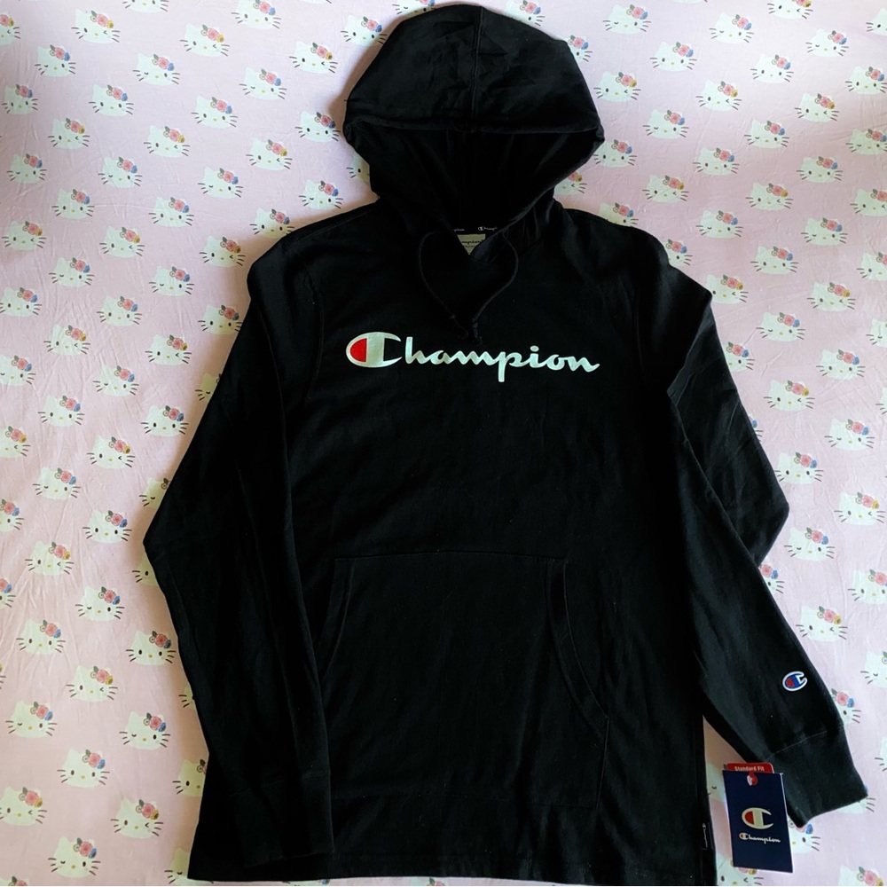 Champion athletic wear size medium men lightweight pullover black hoodie